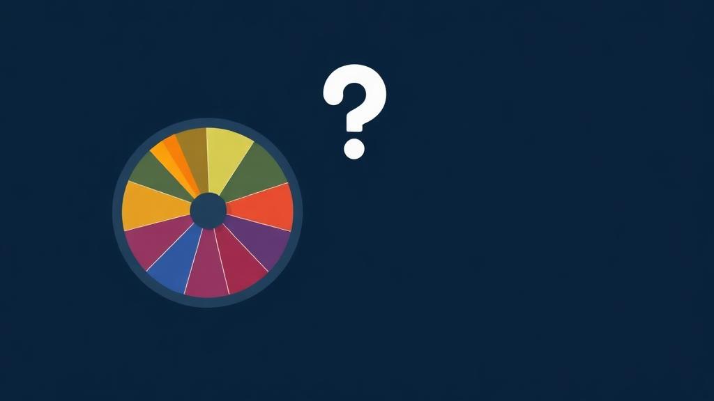 Illustration of a spinning wheel with a question mark over the pointer